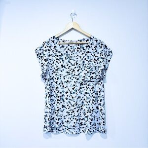 REITMANS White patterned flowy blouse | Short sleeve airy top | XXL *‎